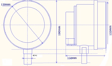 防爆電接點(diǎn)雙金屬溫度計(jì)外形尺寸